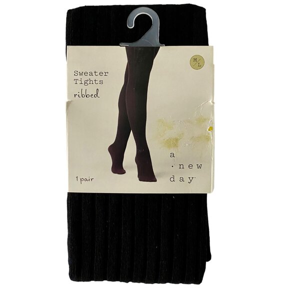 A New Day Sweater Tights Ribbed Black M-L NEW NWT - Picture 1 of 6